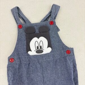 Disney Baby Mickey Mouse Chambray Overalls‎ Red Buttons 24M